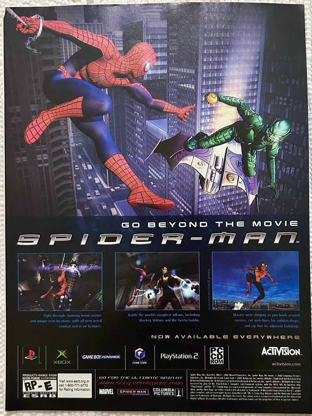 Spider-Man - PS2 NGC Xbox GBA PC - Original Vintage Advertisement - Print Ads - Laminated A4 Poster