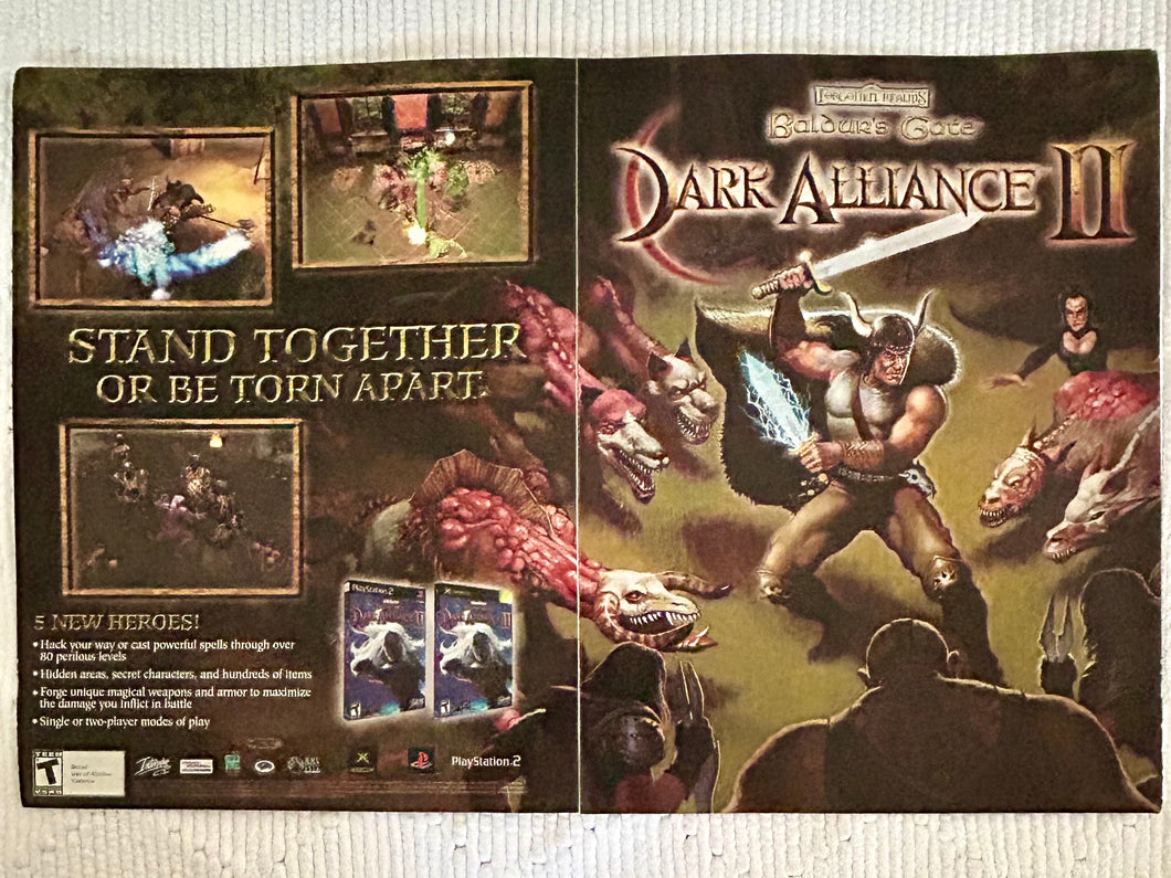 Baldur’s Gate: Dark Alliance II - PS2 Xbox - Original Vintage Advertisement - Print Ads - Laminated A3 Poster