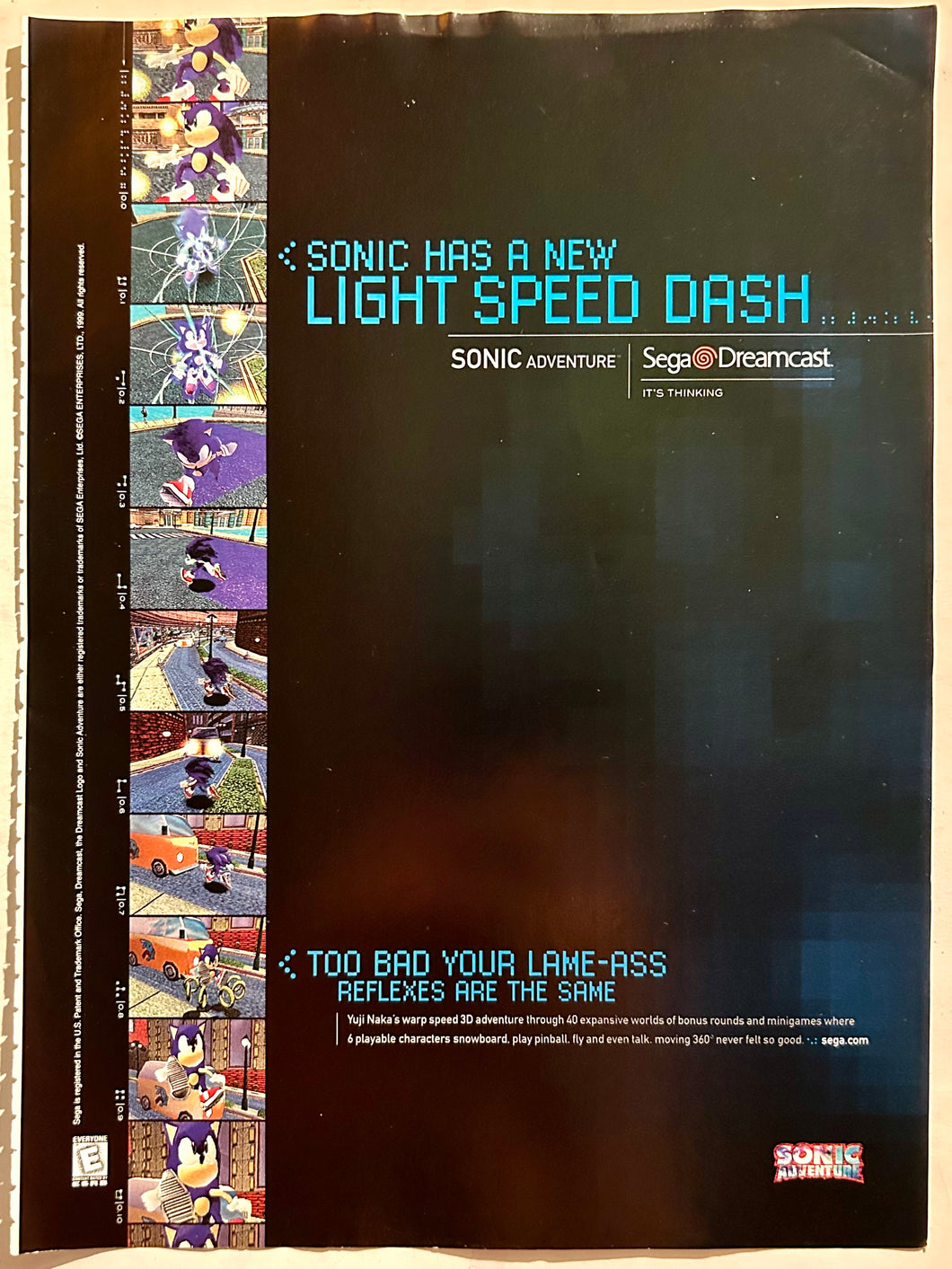 Sonic Adventure - Dreamcast - Original Vintage Advertisement - Print Ads - Laminated A4 Poster