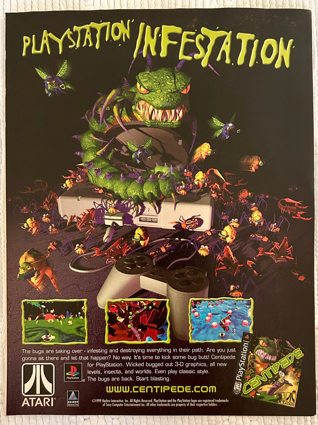 Centipede - PlayStation - Original Vintage Advertisement - Print Ads - Laminated A4 Poster
