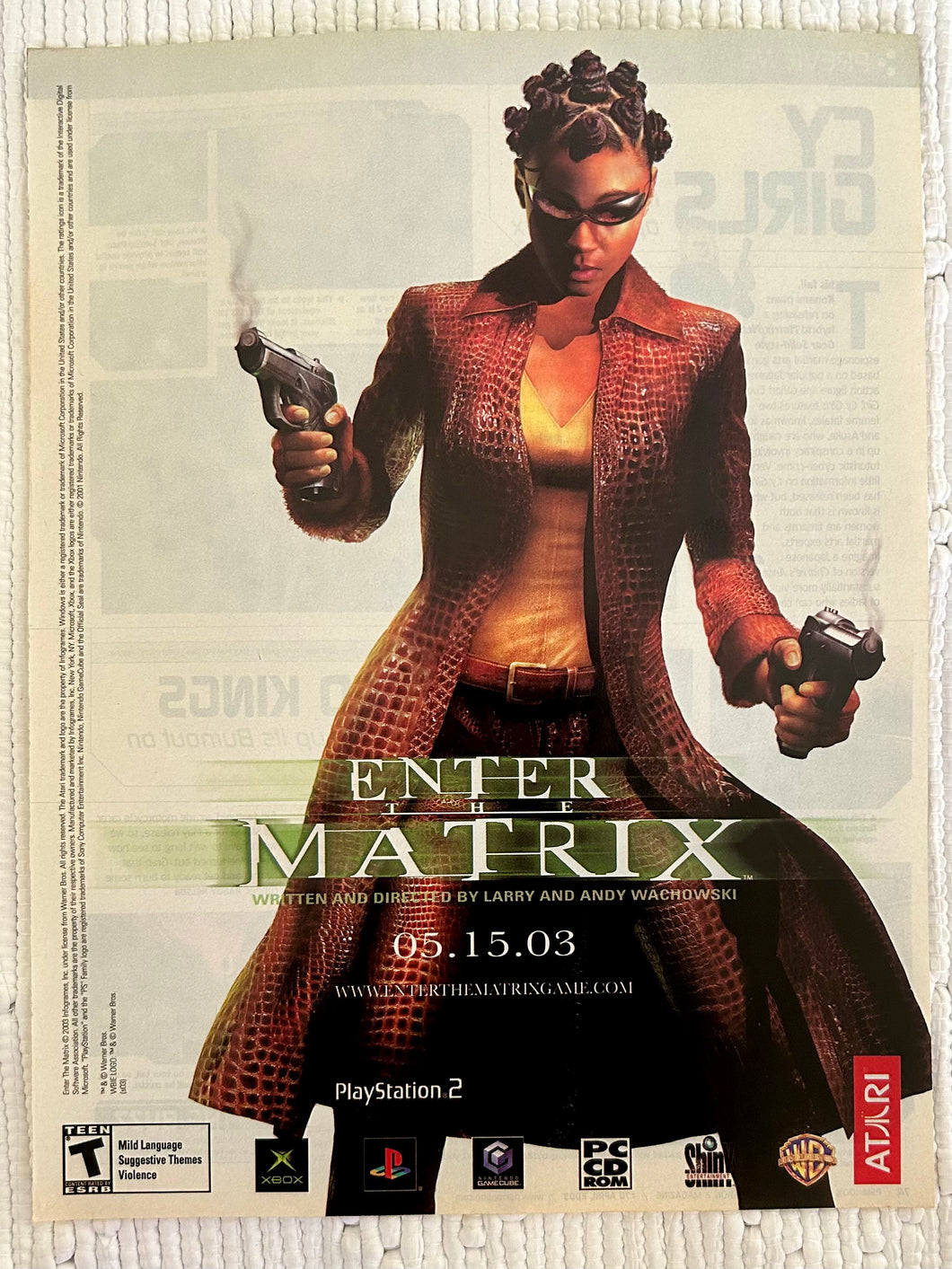 Enter the Matrix - PS2 NGC Xbox PC - Original Vintage Advertisement - Print Ads - Laminated A4 Poster