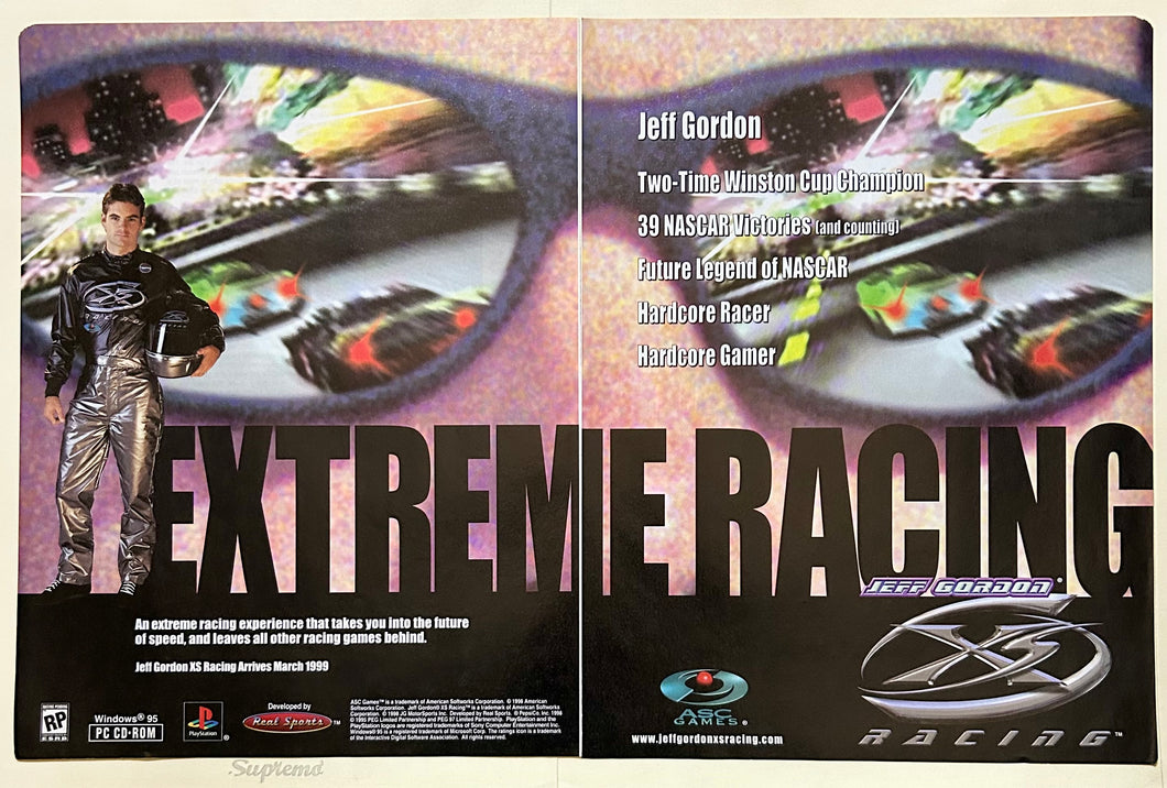 Jeff Gordon XS Racing - PlayStation - Original Vintage Advertisement - Print Ads - Laminated A3 Poster