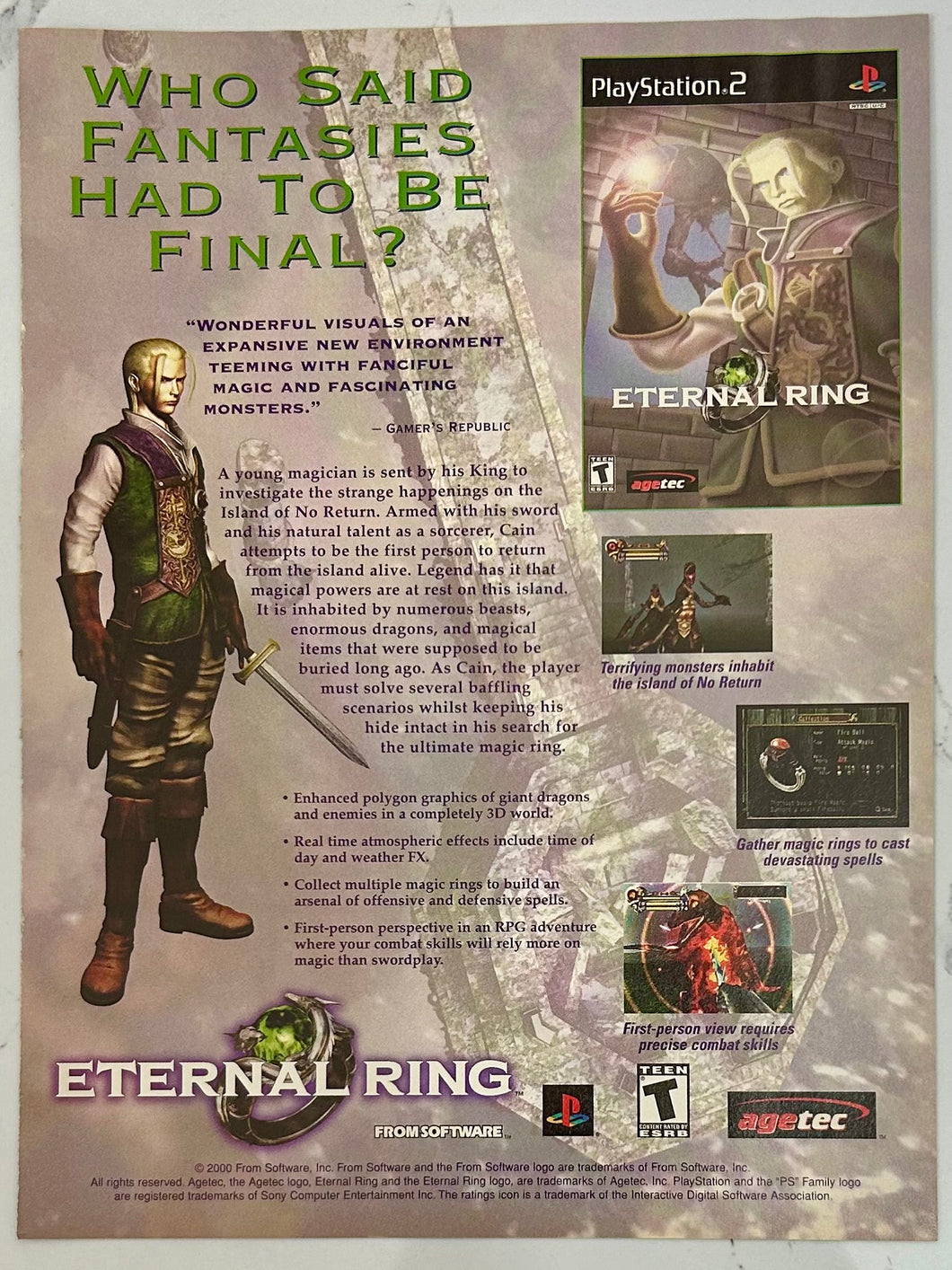 Eternal Ring - PS2 - Original Vintage Advertisement - Print Ads - Laminated A4 Poster