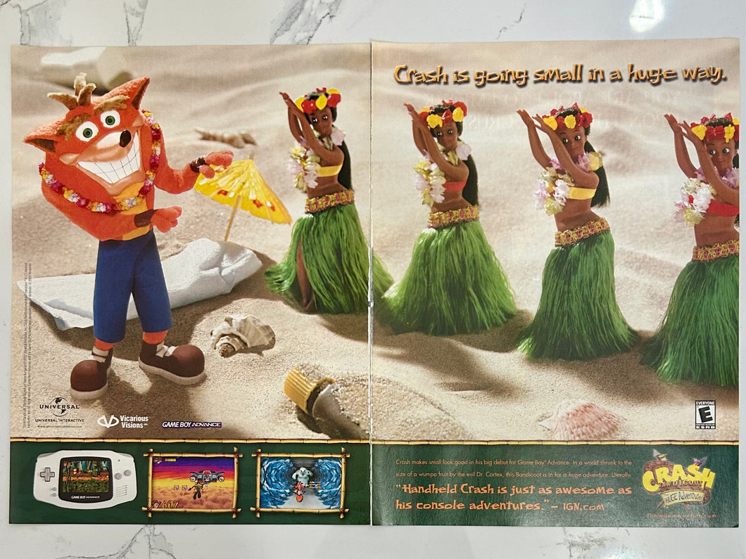 Crash Bandicoot: The Huge Adventure - GBA - Original Vintage Advertisement - Print Ads - Laminated A3 Poster