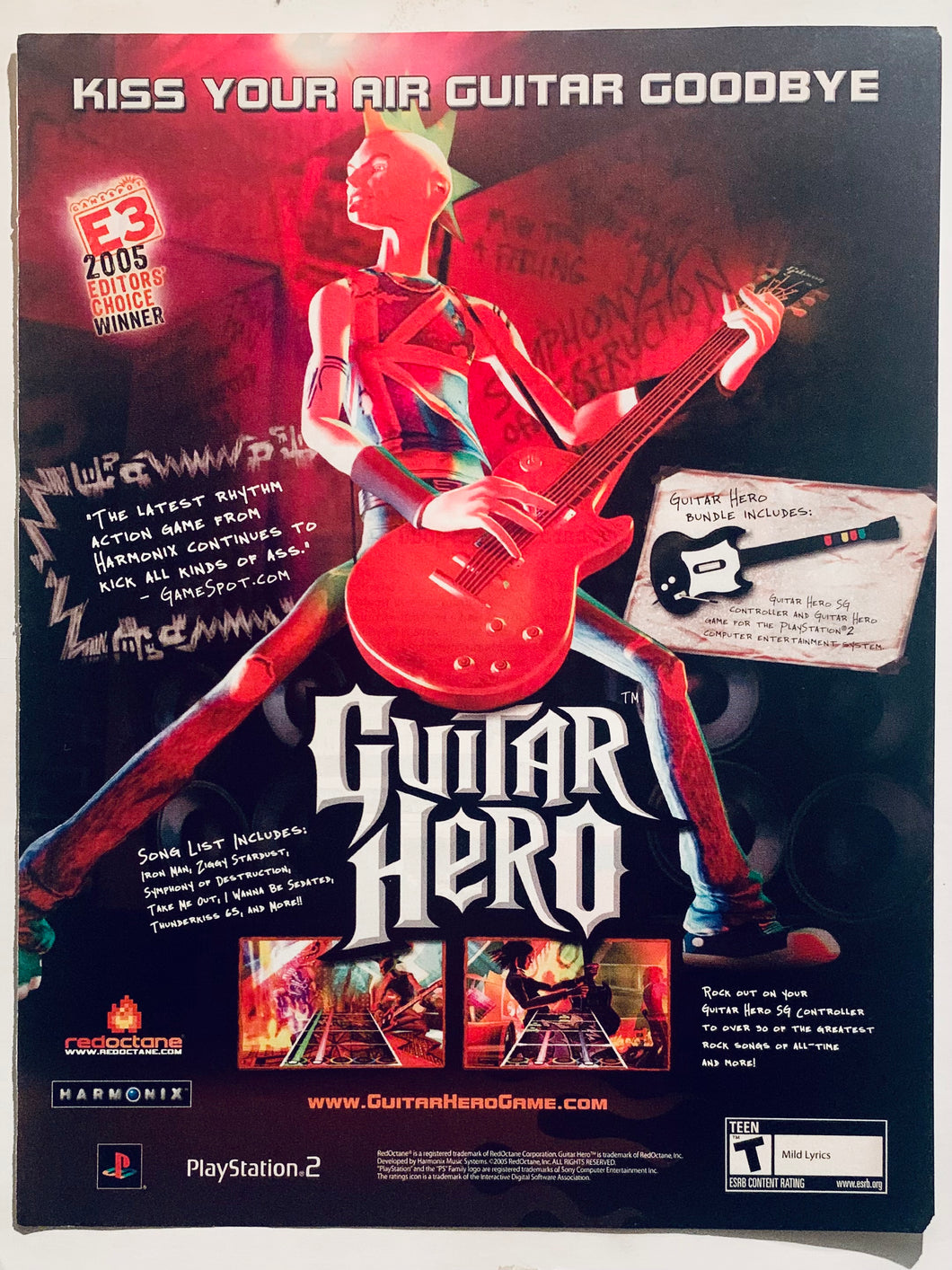 Guitar Hero - PS2 - Original Vintage Advertisement - Print Ads - Laminated A4 Poster