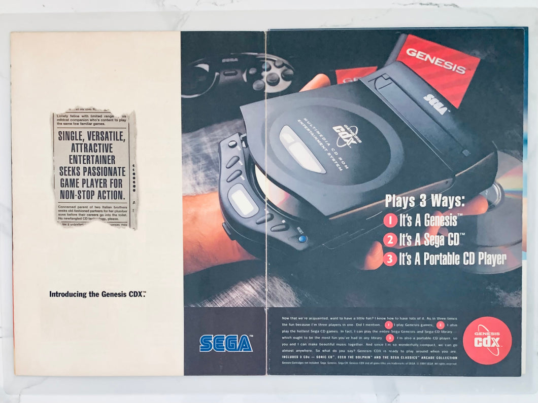 SEGA Genesis CDX - Original Vintage Advertisement - Print Ads - Laminated A3 Poster