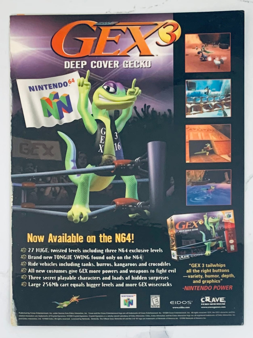 Gex 3: Deep Cover Gecko - N64 - Original Vintage Advertisement - Print Ads - Laminated A4 Poster