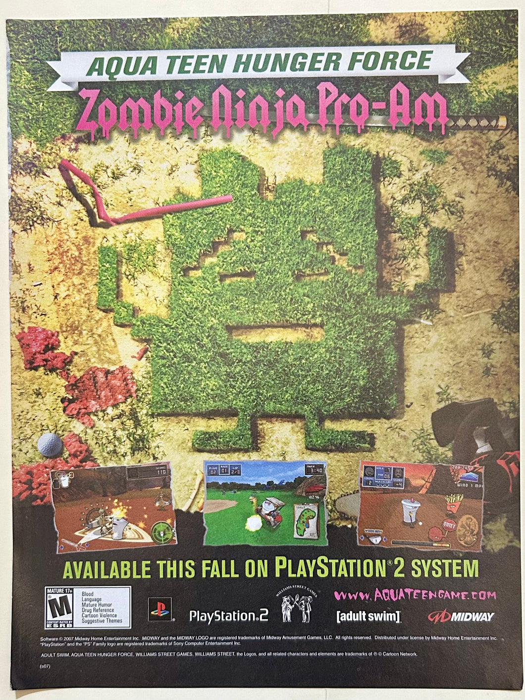 Aqua Teen Hunger Force Zombie Ninja Pro-Am - PS2 - Original Vintage Advertisement - Print Ads - Laminated A4 Poster