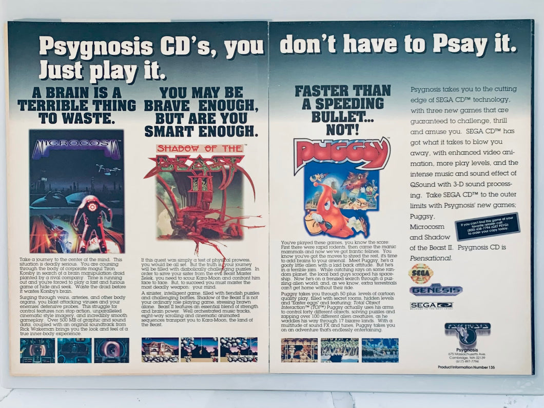 Psygnosis - SEGA Genesis CD - Original Vintage Advertisement - Print Ads - Laminated A3 Poster