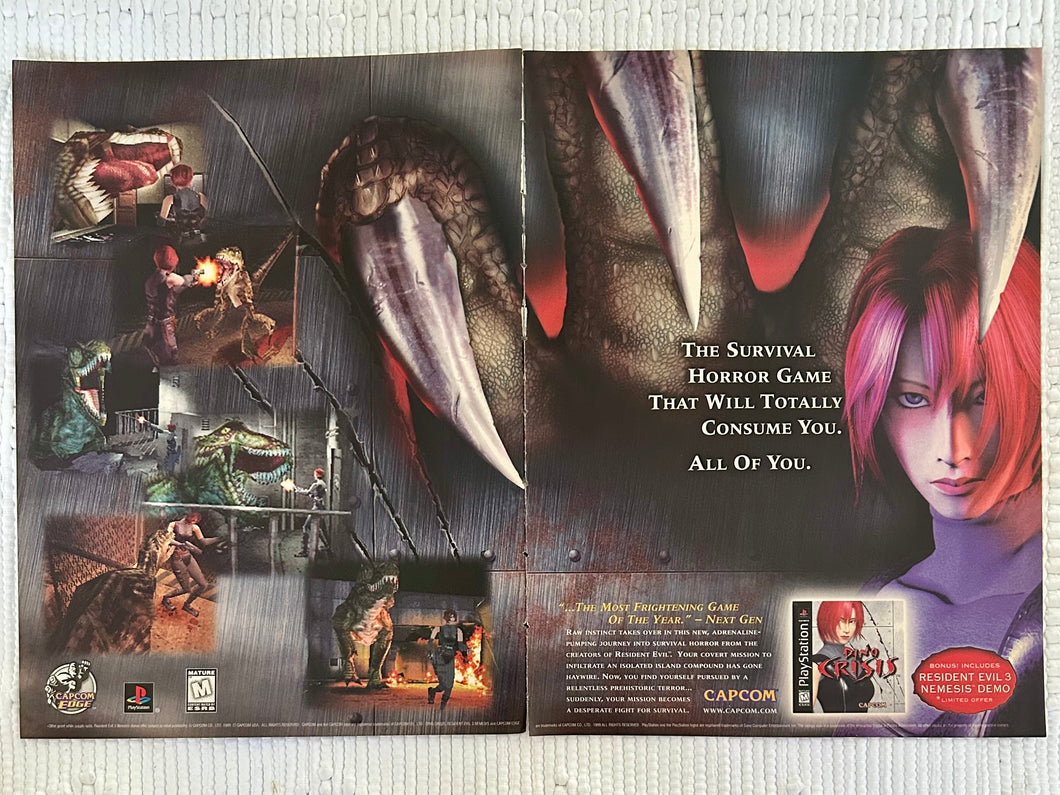 Dino Crisis - PlayStation - Original Vintage Advertisement - Print Ads - Laminated A3 Poster