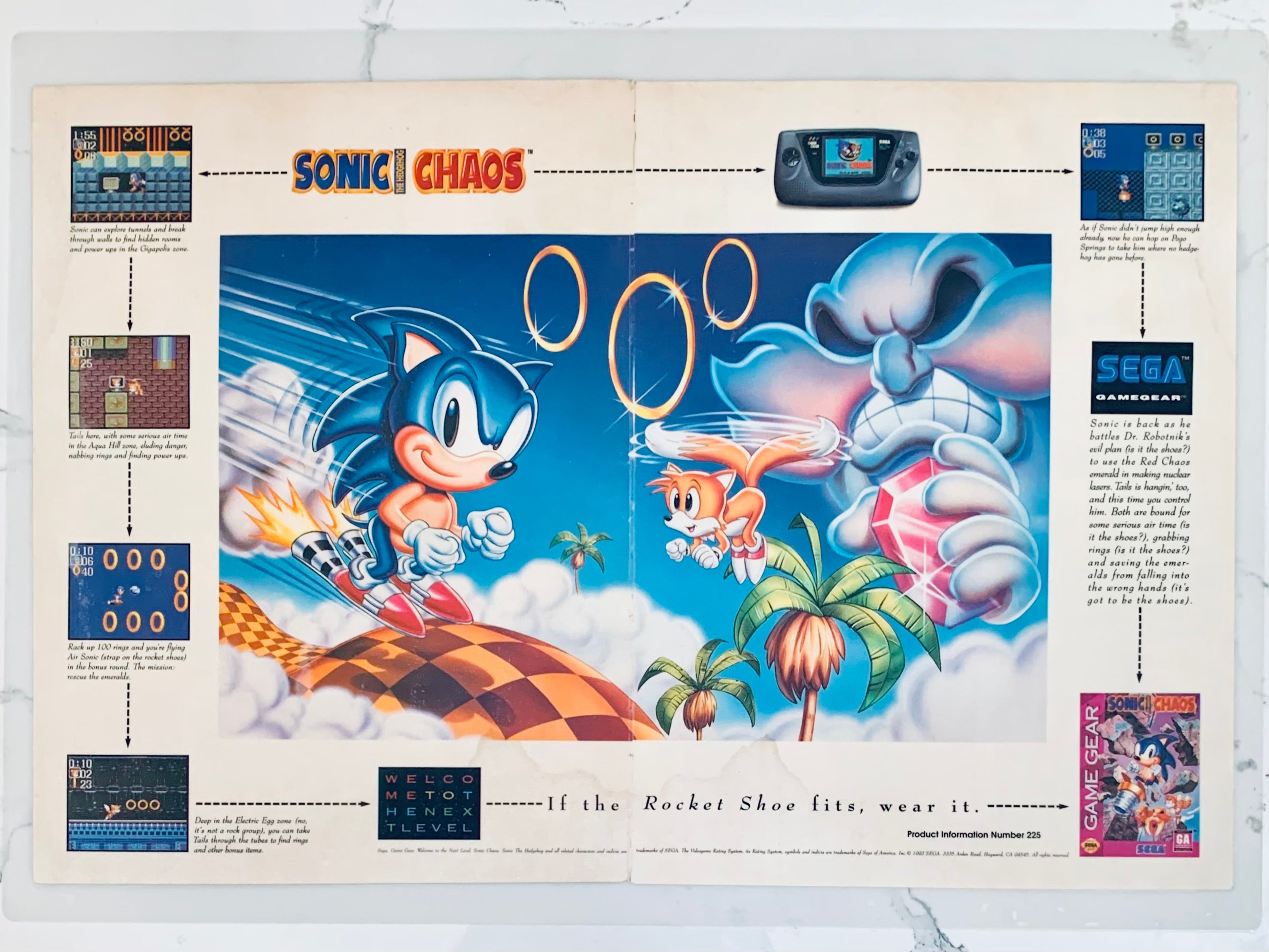 Sonic chaos game gear original vintage advertisement print ads