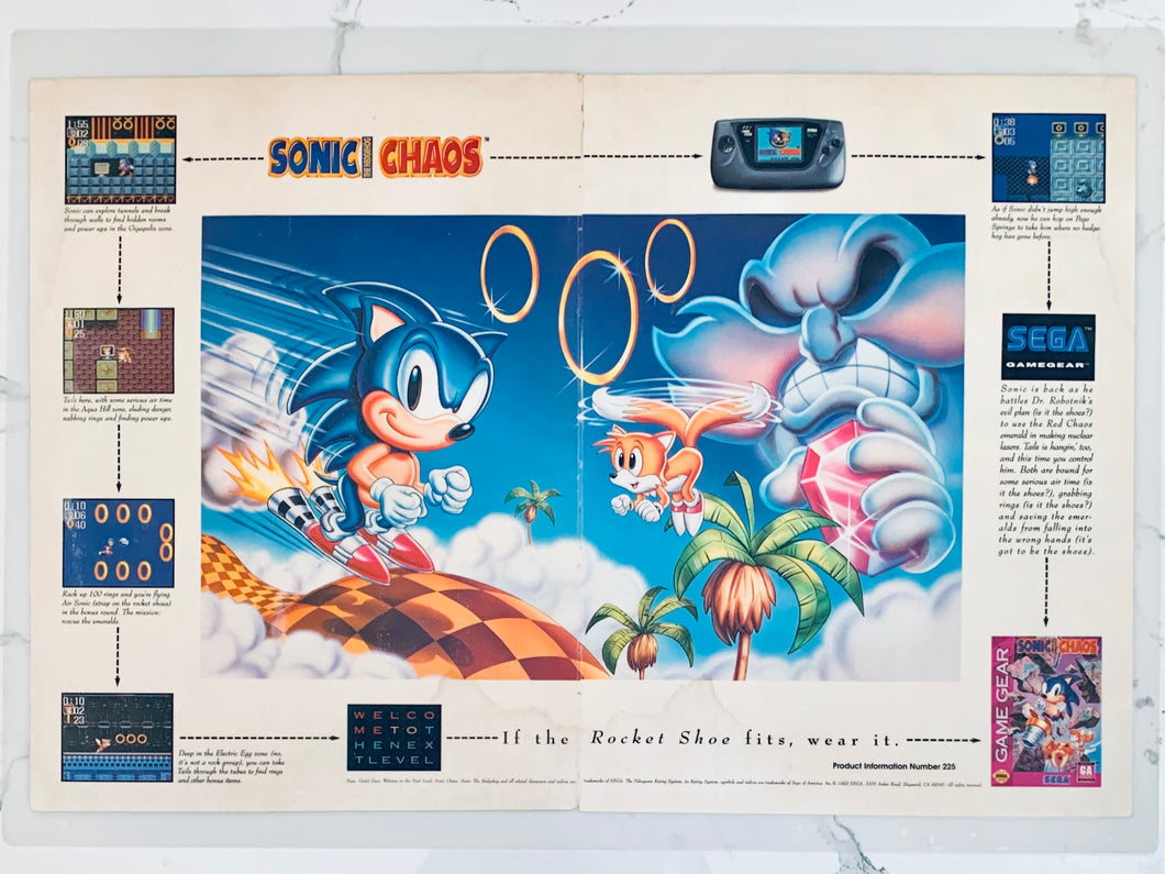 Sonic Chaos - Game Gear - Original Vintage Advertisement - Print Ads - Laminated A3 Poster