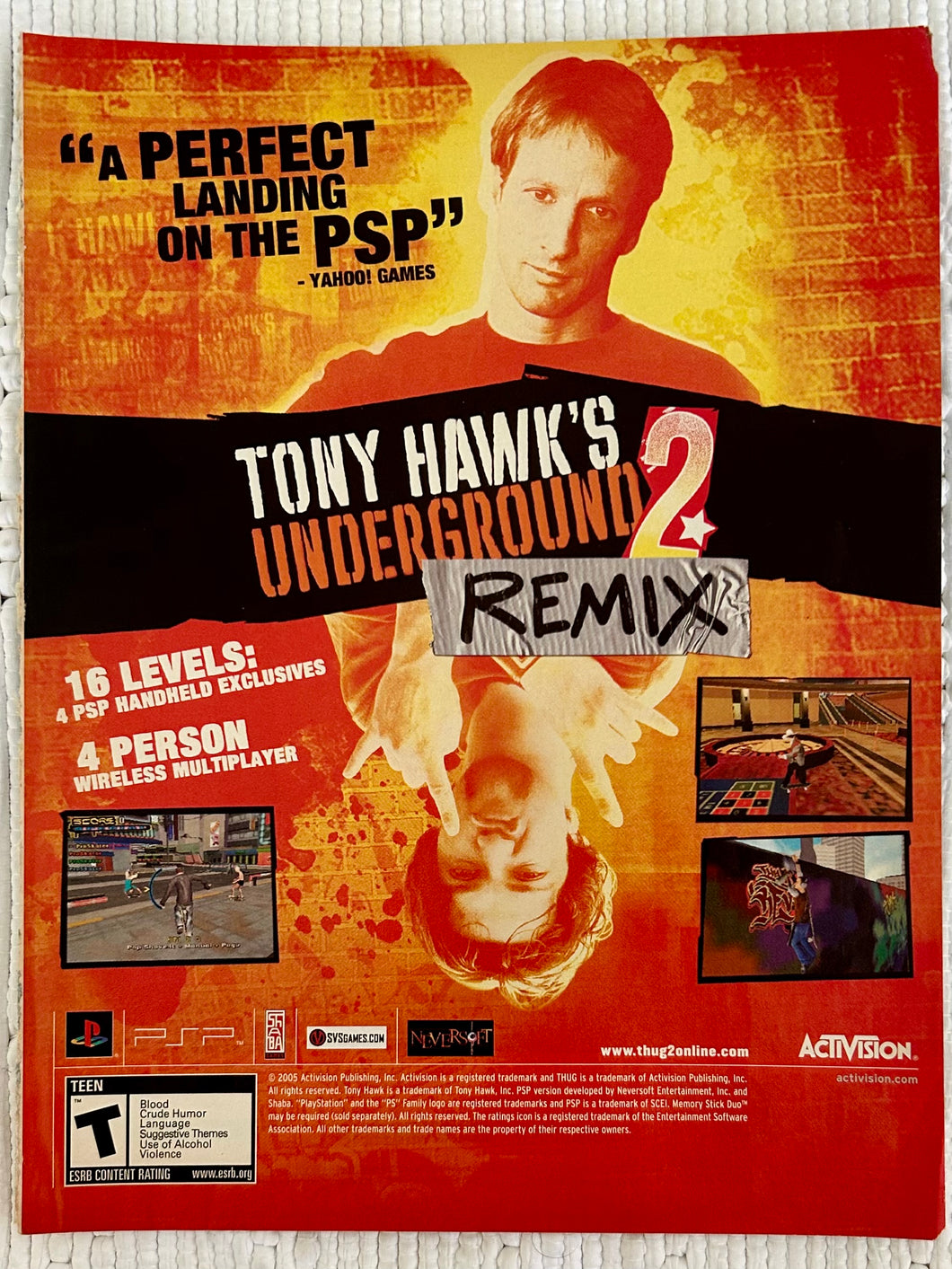 Tony Hawk’s Underground 2 Remix - PSP - Original Vintage Advertisement - Print Ads - Laminated A4 Poster