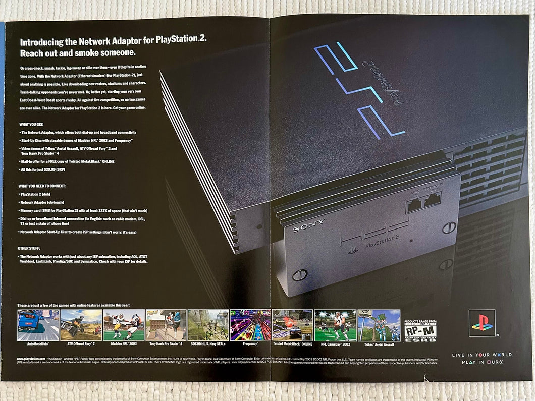 PlayStation Network Adapter - PS2 - Original Vintage Advertisement - Print Ads - Laminated A3 Poster