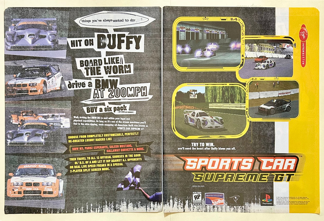 Sports Car Supreme GT - PlayStation - Original Vintage Advertisement - Print Ads - Laminated A3 Poster