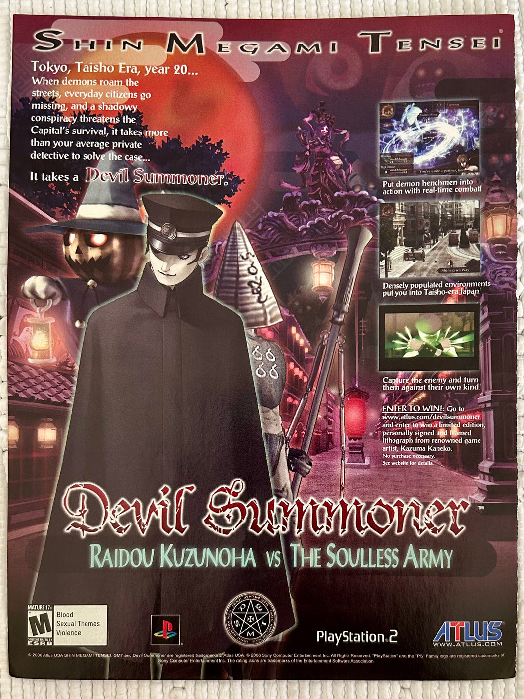 Devil Summoner: Raidou Kuzunoha vs. the Soulless Army - PS2 - Original Vintage Advertisement - Print Ads - Laminated A4 Poster