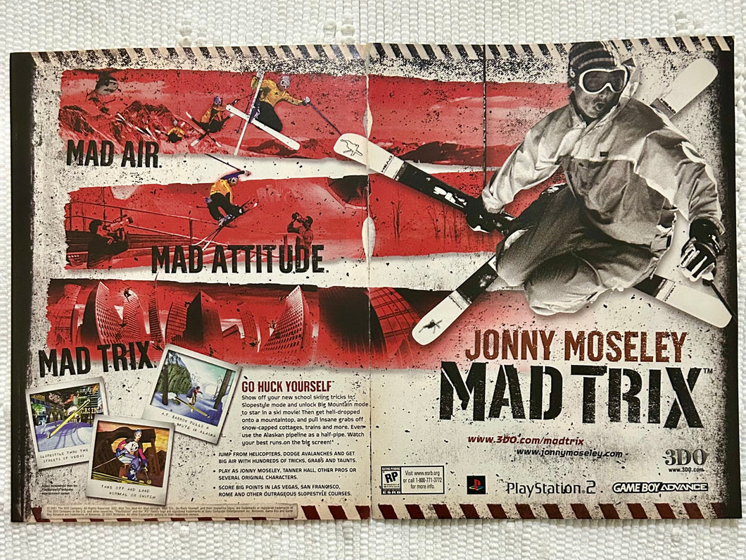 Jonny Moseley Mad Trix - PS2 GBA - Original Vintage Advertisement - Print Ads - Laminated A3 Poster