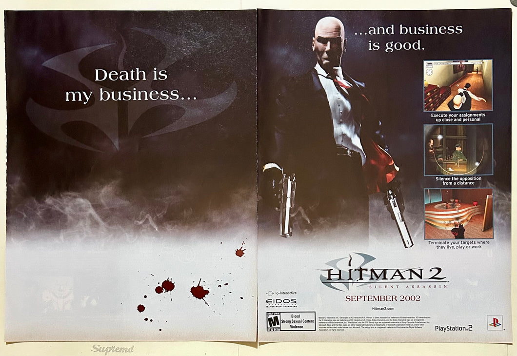 Hitman 2: Silent Assasin - PS2 - Original Vintage Advertisement - Print Ads - Laminated A3 Poster