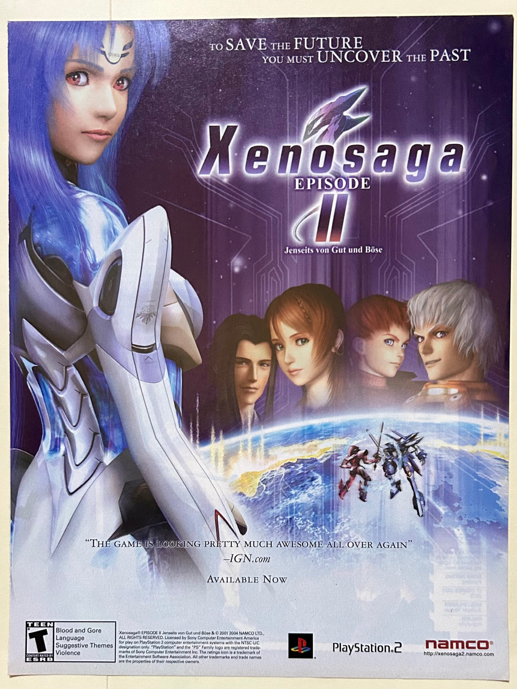 Xenosaga Episode II - PS2 - Original Vintage Advertisement - Print Ads - Laminated A4 Poster