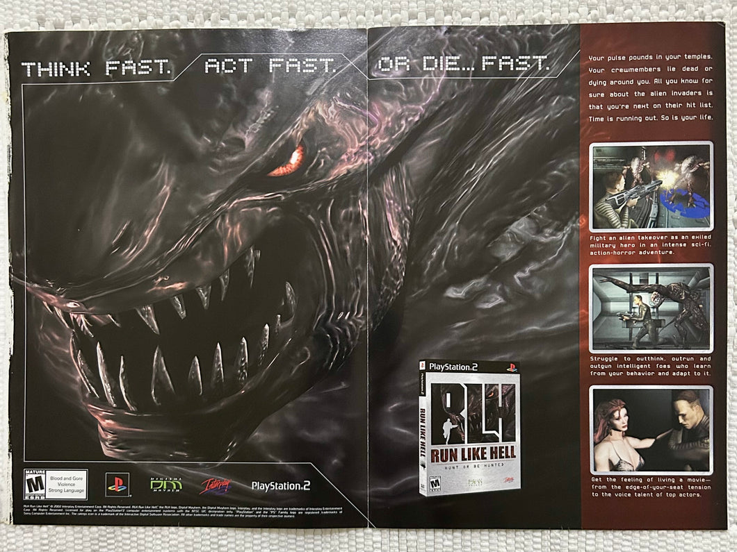 Run Like Hell - PS2 - Original Vintage Advertisement - Print Ads - Laminated A3 Poster