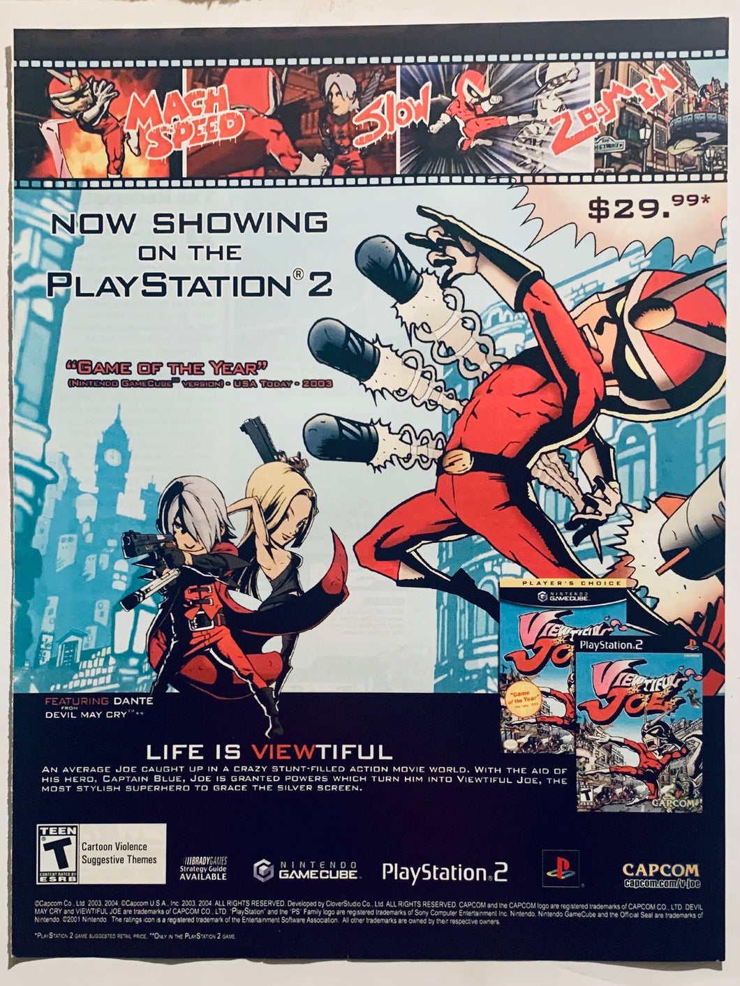 Viewtiful Joe - PS2 NGC - Original Vintage Advertisement - Print Ads - Laminated A4 Poster