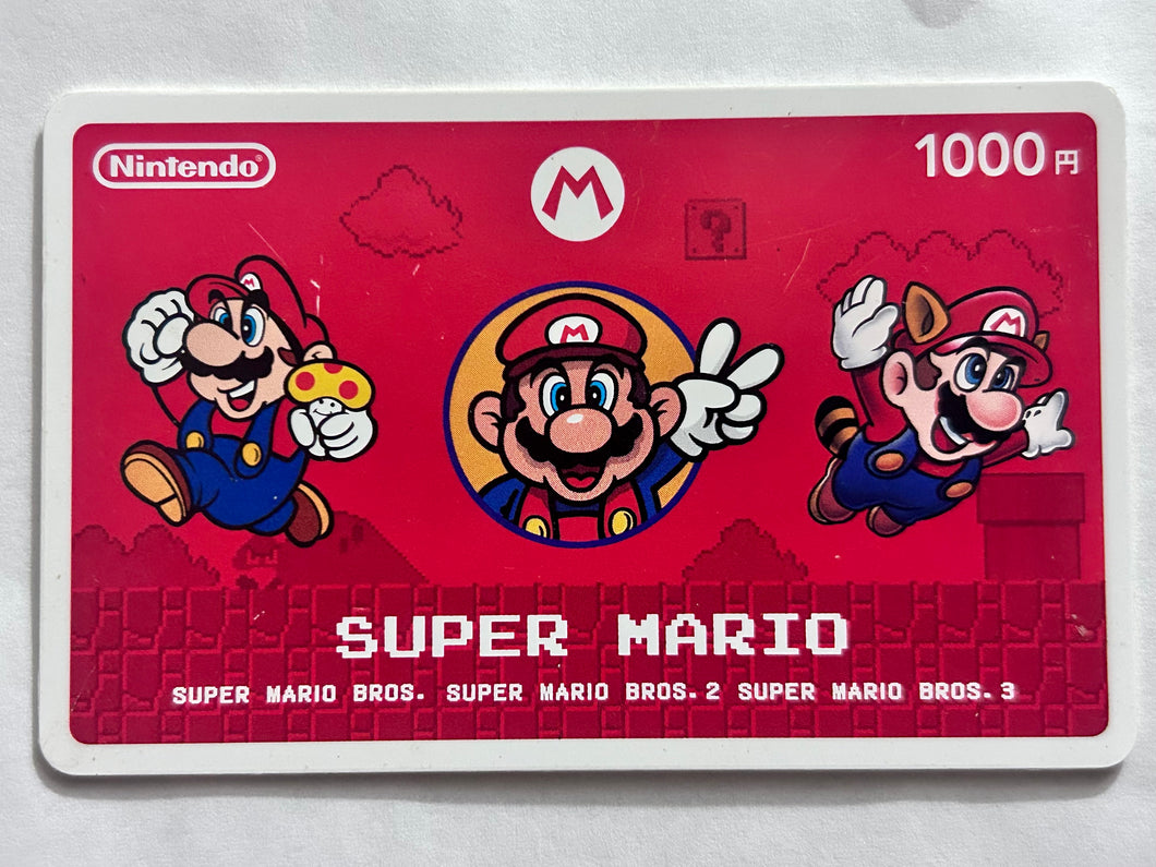 Super Mario Bros. 1 2 3 ¥1000 Nintendo Prepaid Card