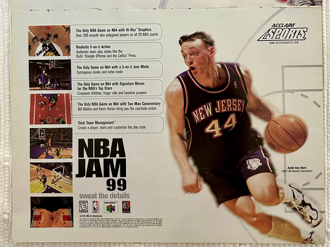 NBA Jam ‘99 - N64 - Original Vintage Advertisement - Print Ads - Laminated A4 Poster