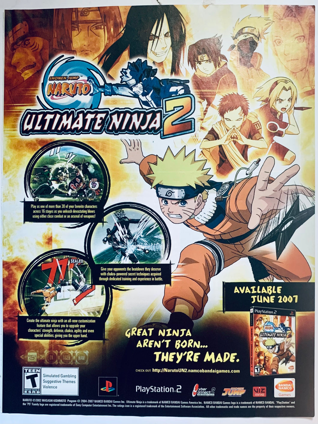 Naruto Ultimate Ninja 2 - PS2 - Original Vintage Advertisement - Print Ads - Laminated A4 Poster