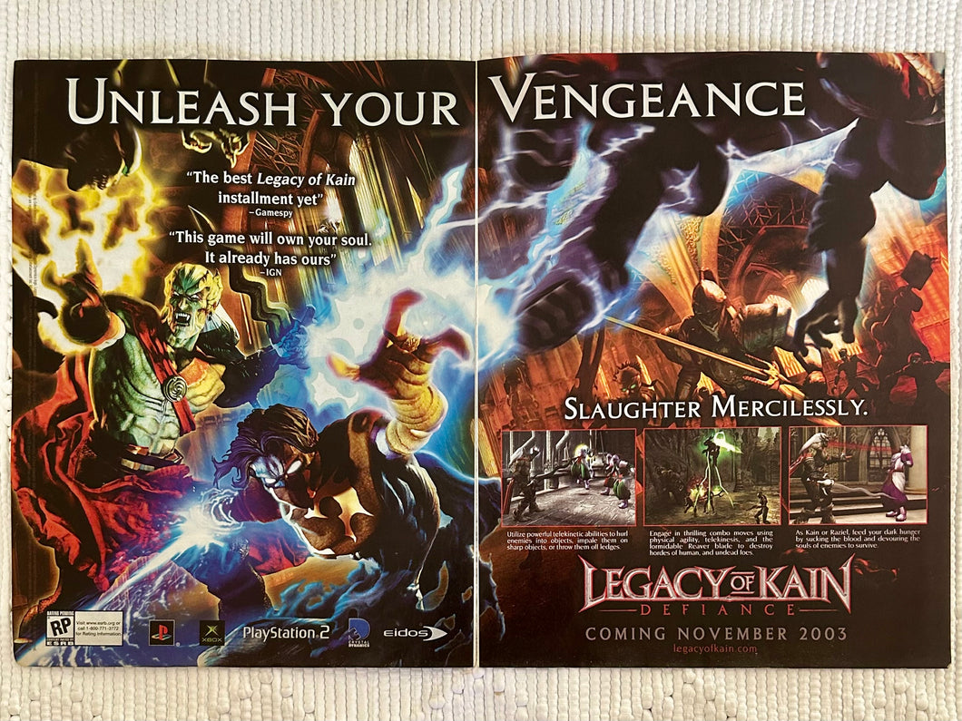 Legacy of Kain: Defiance - PS2 Xbox - Original Vintage Advertisement - Print Ads - Laminated A3 Poster