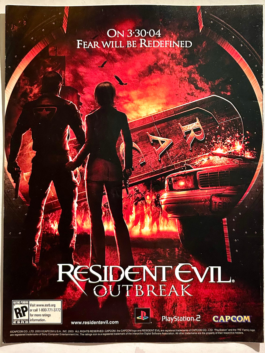 Resident Evil Outbreak - PS2 - Original Vintage Advertisement - Print Ads - Laminated A4 Poster