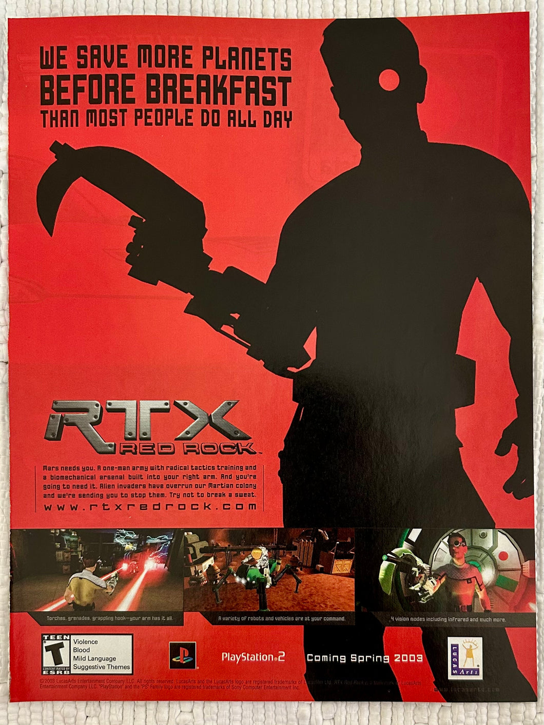 RTX Red Rock - PS2 - Original Vintage Advertisement - Print Ads - Laminated A4 Poster