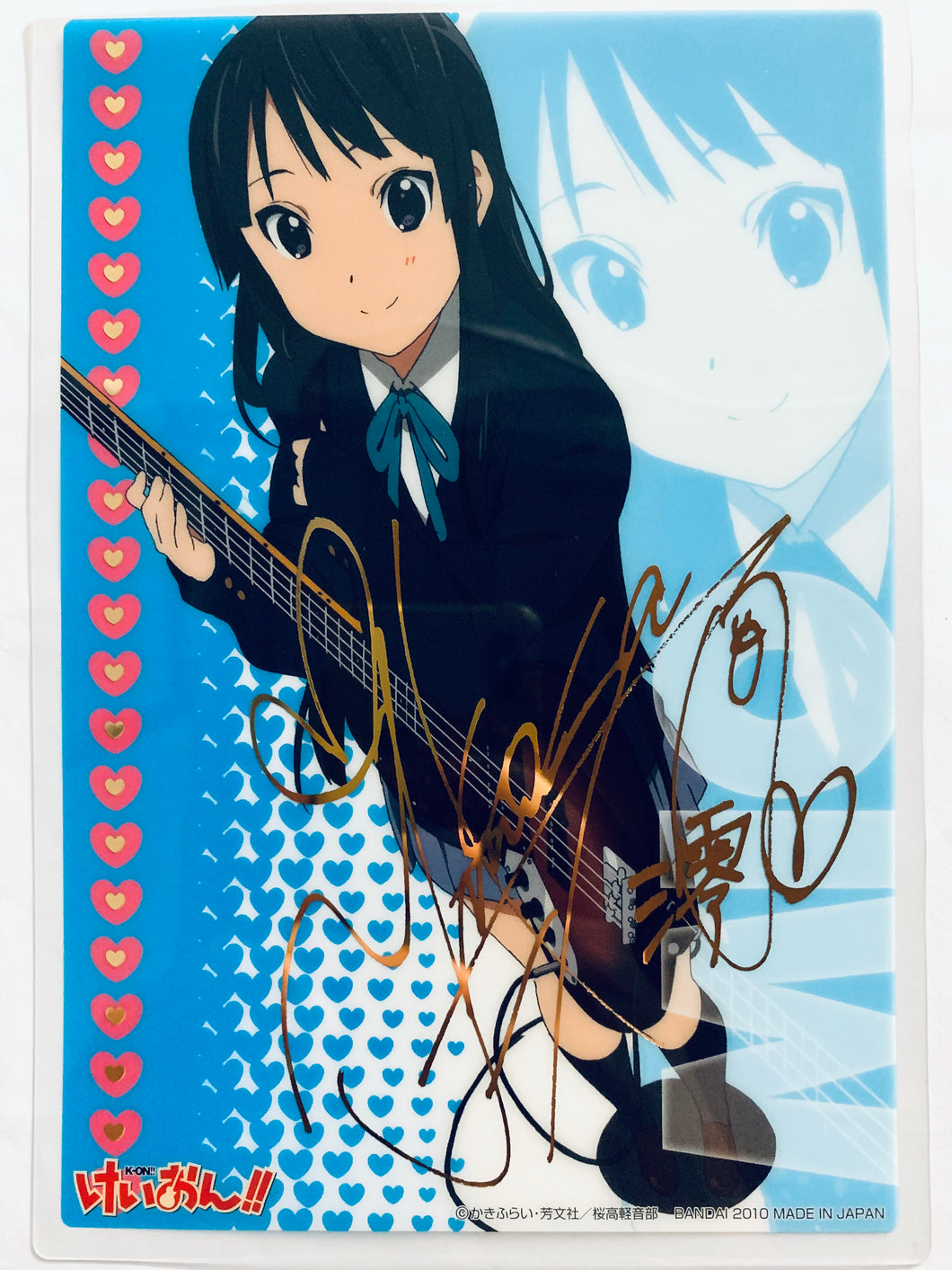 K-ON!! - Akiyama Mio - HTT Visual Plate - Jumbo Carddass EX - Gold Foil Stamped Signature Ver.