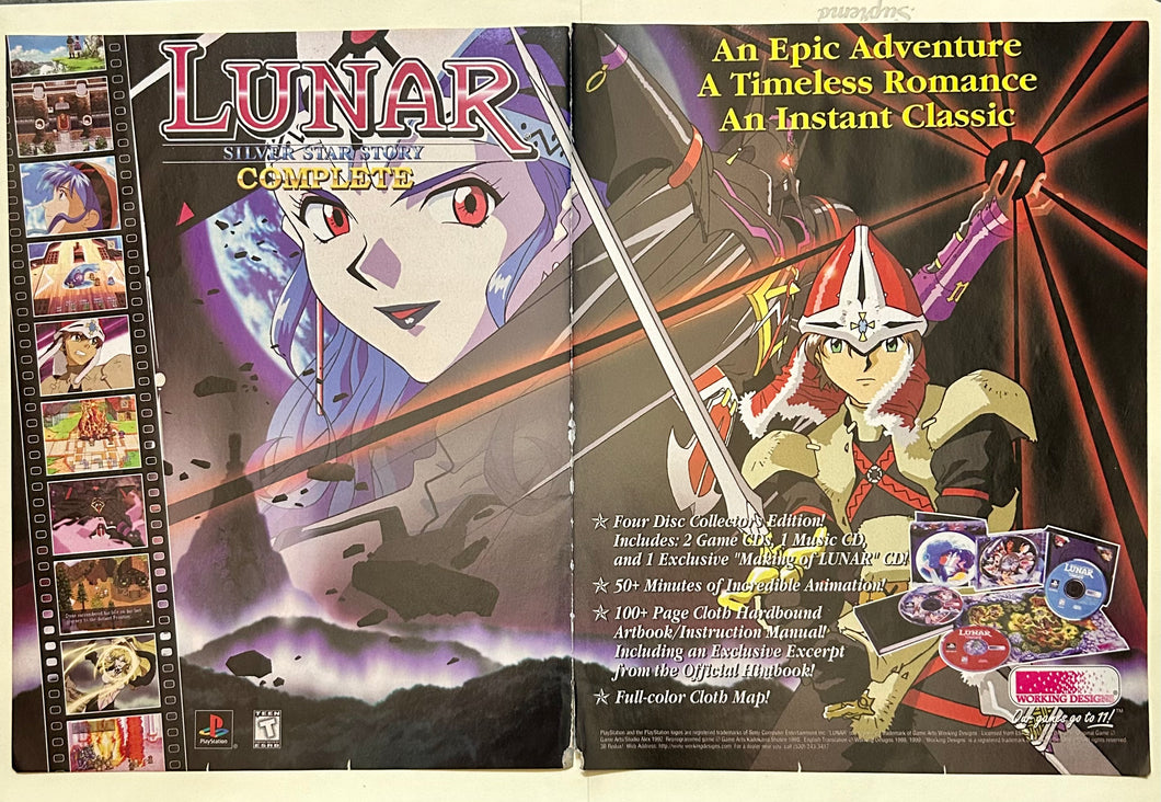 Lunar: Silver Star Story Complete - PlayStation - Original Vintage Advertisement - Print Ads - Laminated A3 Poster