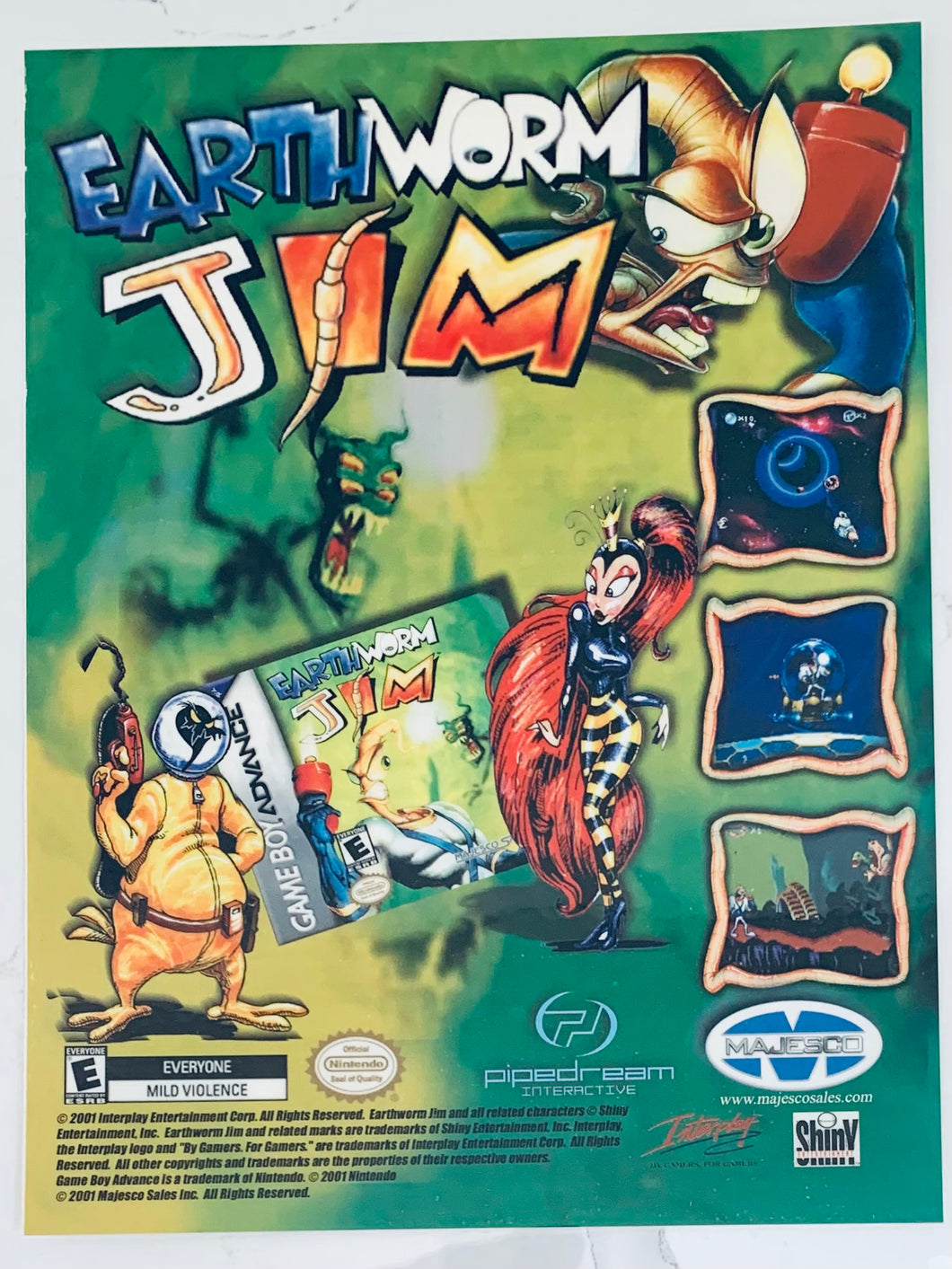 Earthworm Jim - GBA - Original Vintage Advertisement - Print Ads - Laminated A4 Poster