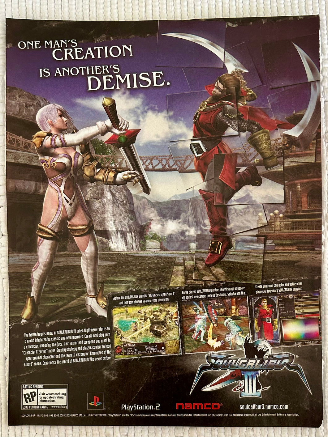 Soul Calibur III - PS2 - Original Vintage Advertisement - Print Ads - Laminated A4 Poster