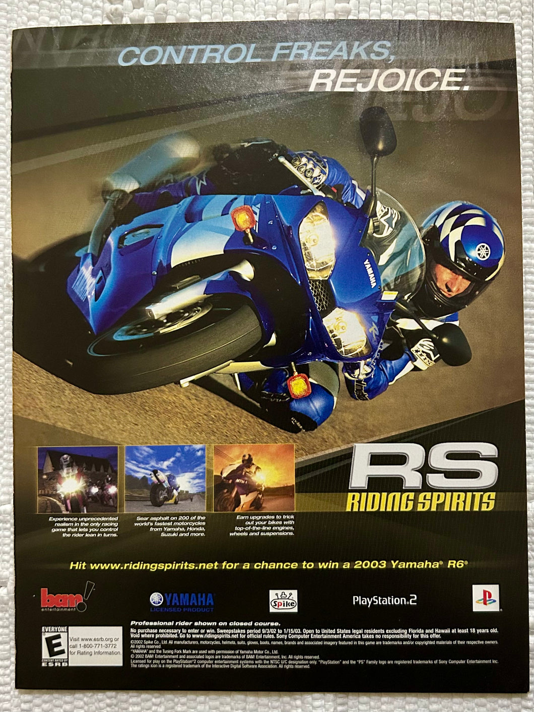 RS: Riding Spirits - PS2 - Original Vintage Advertisement - Print Ads - Laminated A4 Poster