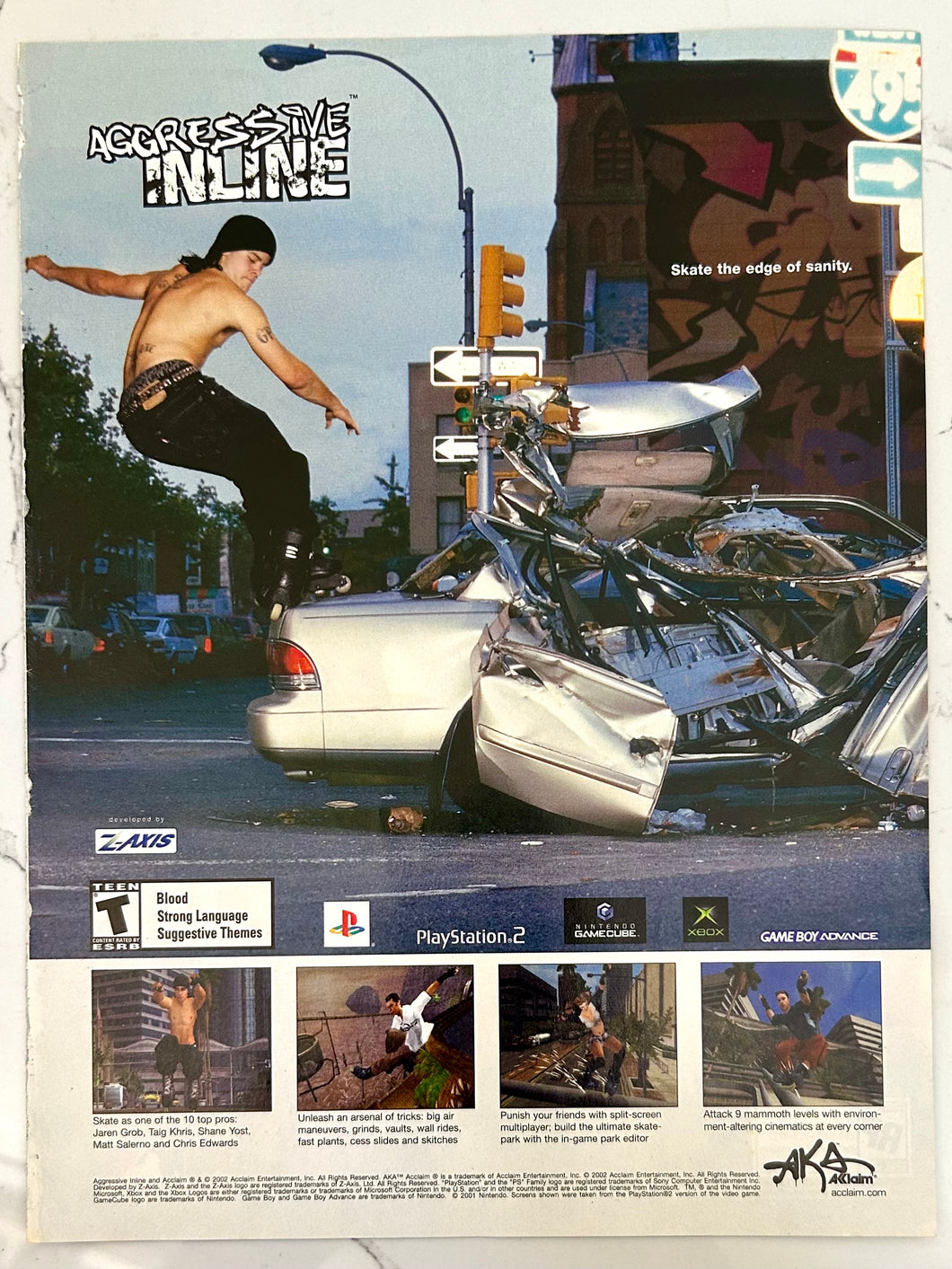 Aggressive Inline - PS2 Xbox NGC GBA - Original Vintage Advertisement - Print Ads - Laminated A4 Poster