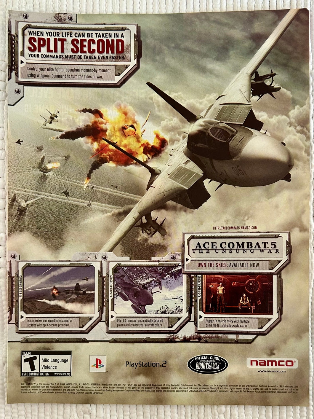 Ace Combat 5: The Unsung War - PS2 NGC Xbox - Original Vintage Advertisement - Print Ads - Laminated A4 Poster