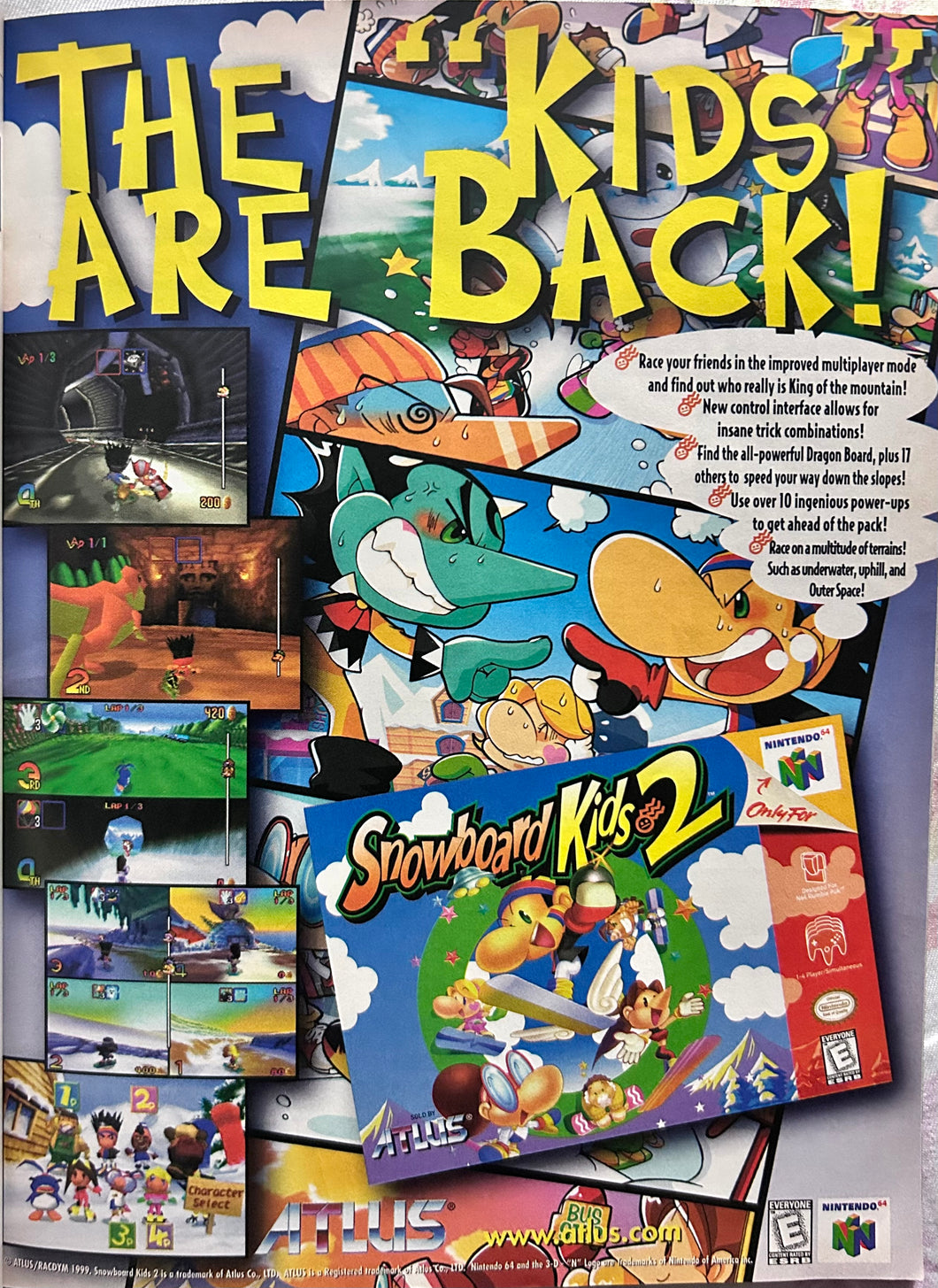 Snowboard Kids 2 - N64 - Original Vintage Advertisement - Print Ads - Laminated A4 Poster