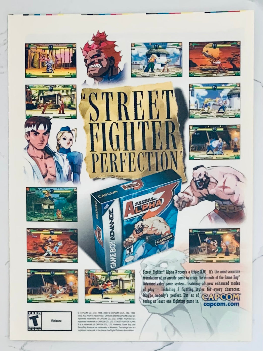 Street Fighter Alpha 3 - GameBoy Advance - Original Vintage Advertisement - Print Ads - Laminated A4 Poster