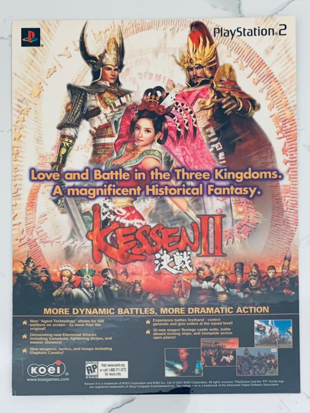 Kessen II - PS2 - Original Vintage Advertisement - Print Ads - Laminated A4 Poster