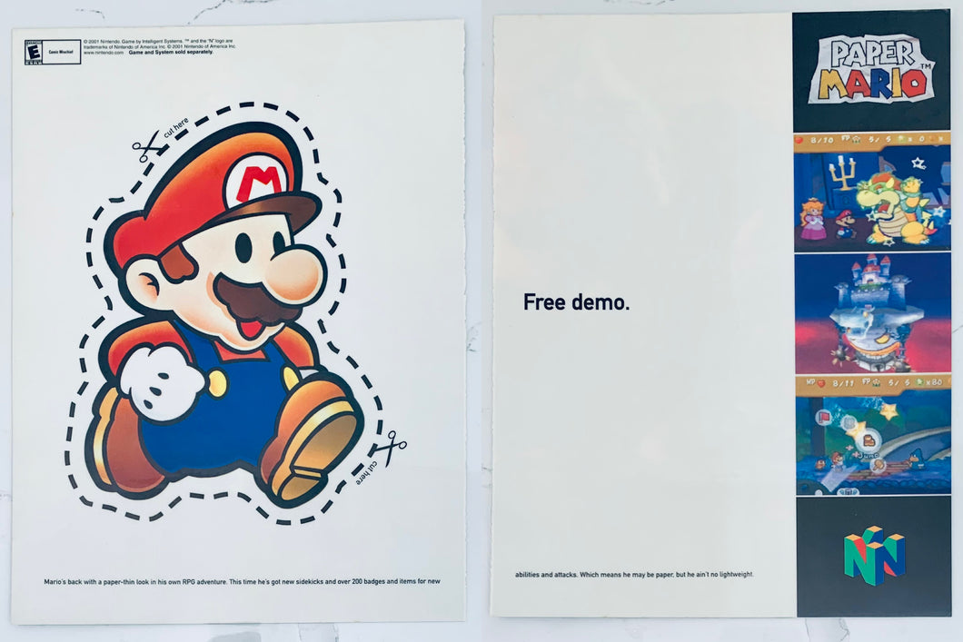 Paper Mario - N64 - Original Vintage Advertisement - Print Ads - Laminated A4 Poster