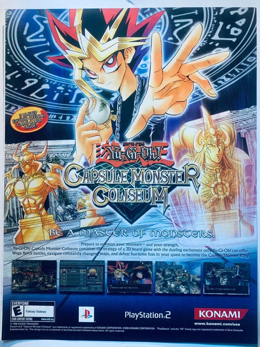 Yu-Gi-Oh! Capsule Monster Coliseum - PS2 - Original Vintage Advertisement - Print Ads - Laminated A4 Poster