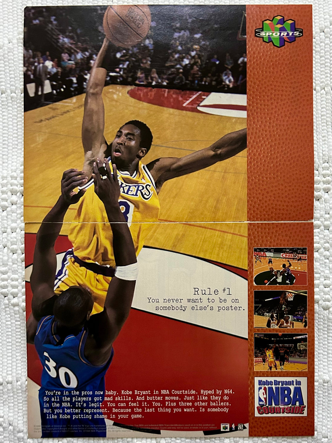 Kobe Bryant in NBA Courtside - N64 - Original Vintage Advertisement - Print Ads - Laminated A3 Poster