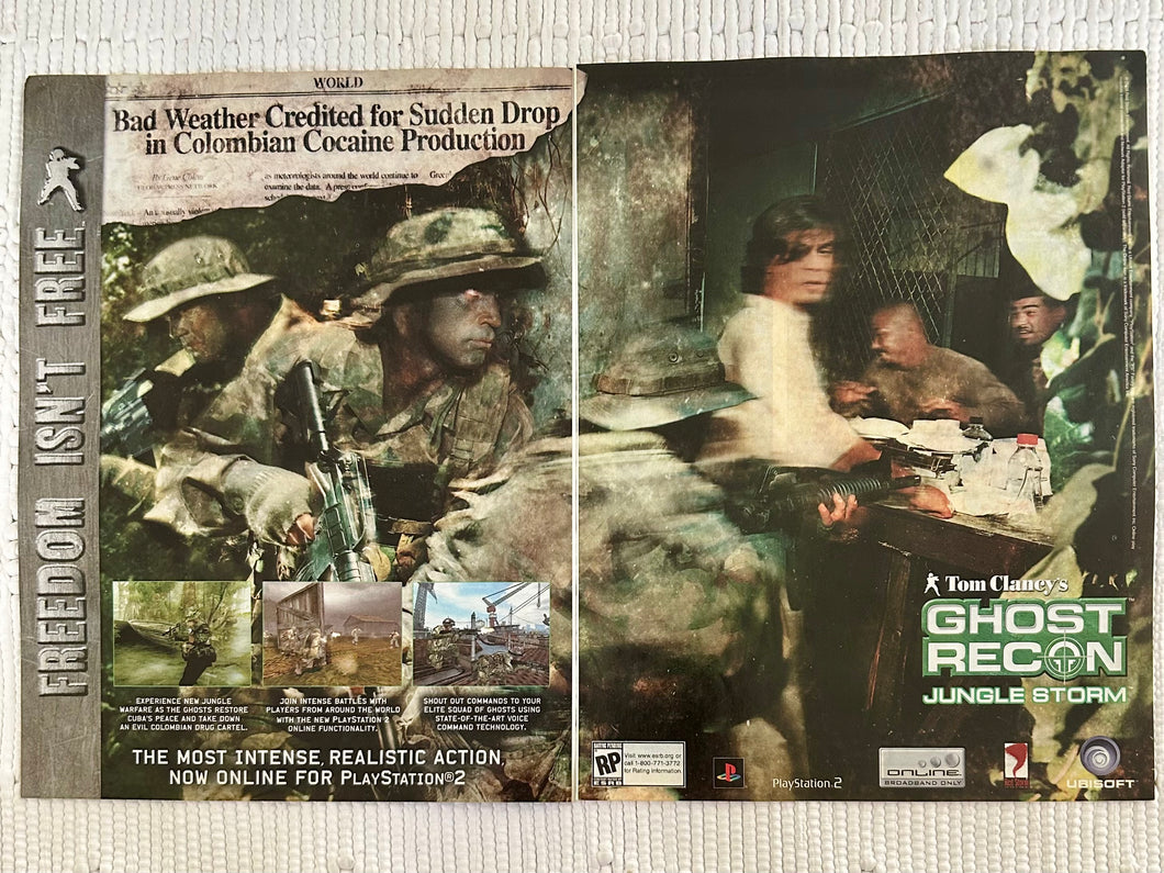 Tom Clancy's Ghost Recon: Jungle Storm - PS2 - Original Vintage Advertisement - Print Ads - Laminated A3 Poster