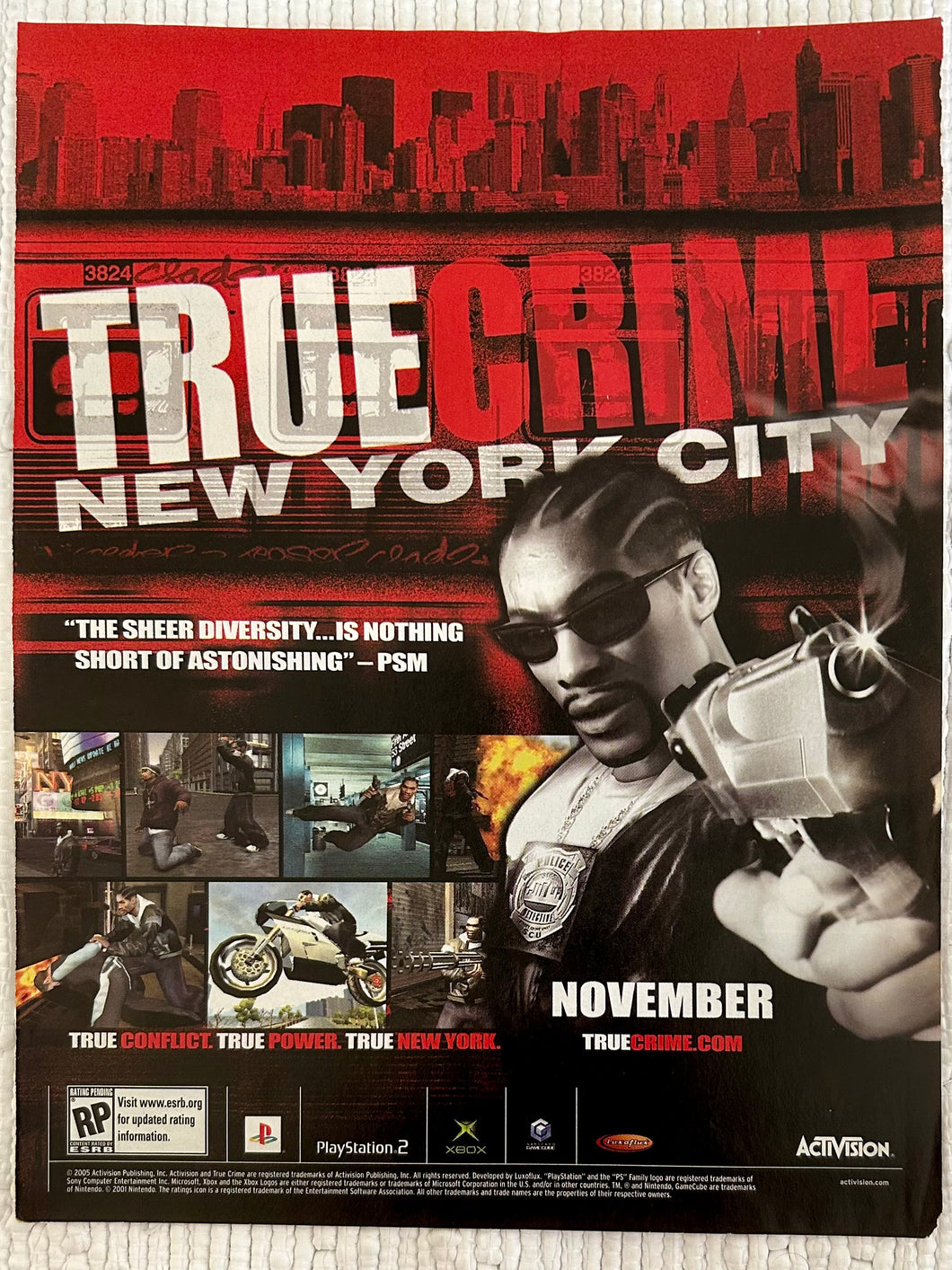 True Crime: New York City - PS2 Xbox NGC - Original Vintage Advertisement - Print Ads - Laminated A4 Poster