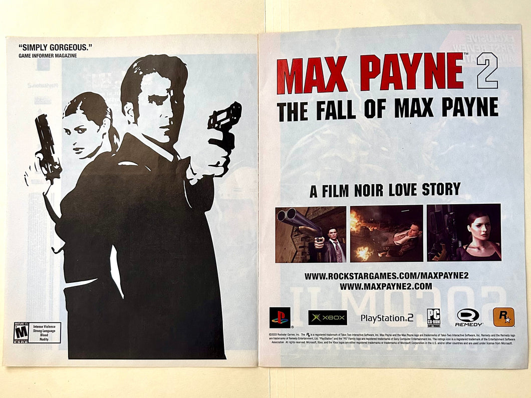 Max Payne 2: The Fall of Max Payne - PS2 Xbox PC - Original Vintage Advertisement - Print Ads - Laminated A3 Poster