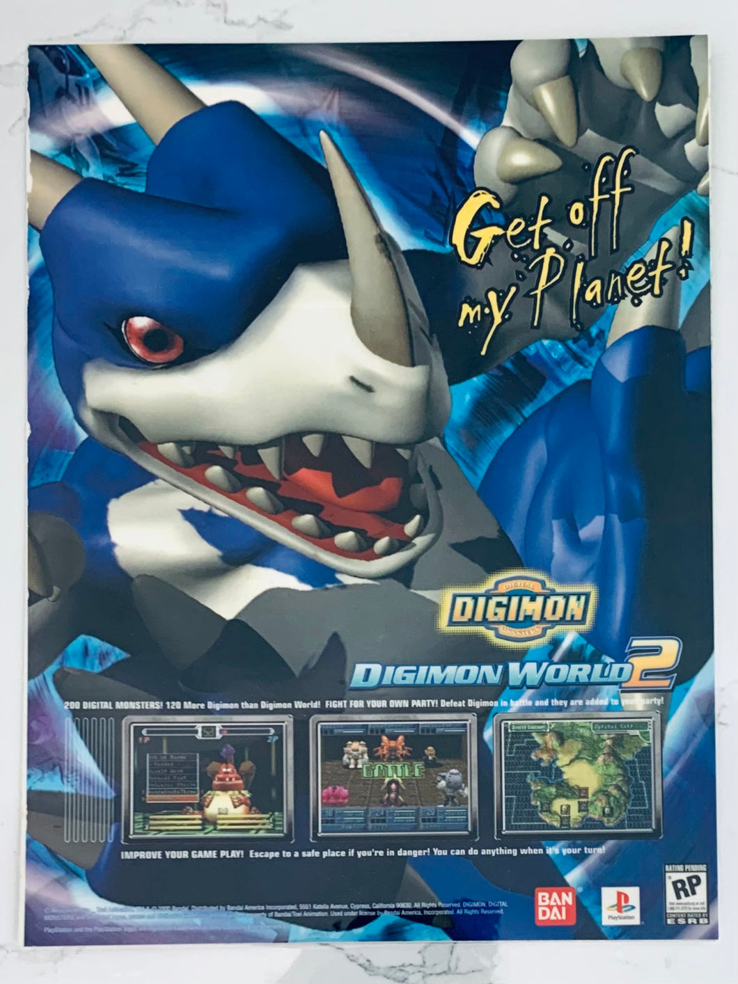 Digimon World 2 - PlayStation - Original Vintage Advertisement - Print Ads - Laminated A4 Poster