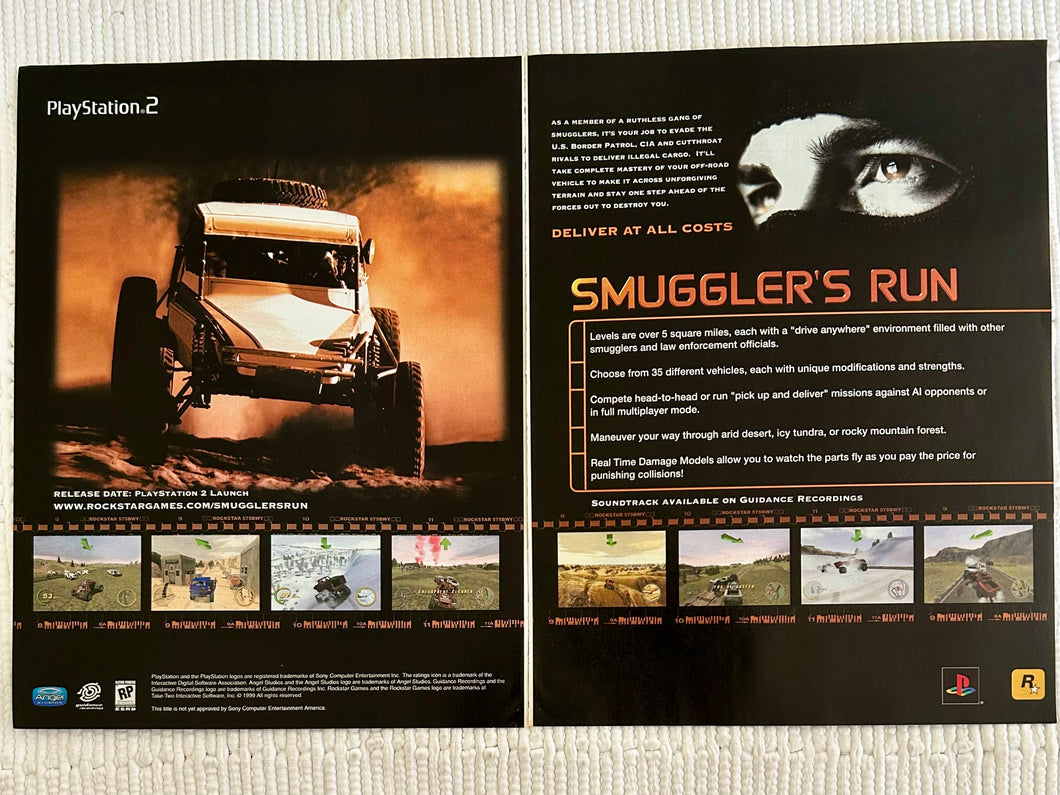 Smuggler’s Run - PS2 - Original Vintage Advertisement - Print Ads - Laminated A3 Poster