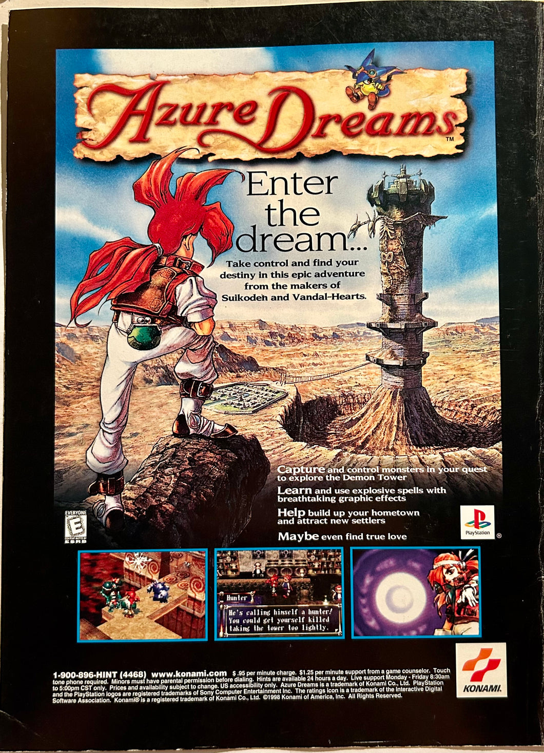 Azure Dreams - PlayStation - Original Vintage Advertisement - Print Ads - Laminated A4 Poster